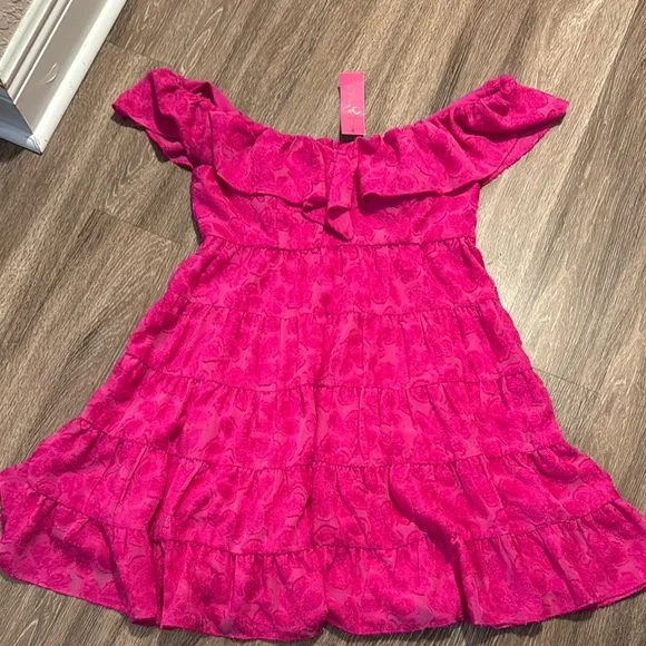 NWT Lilly Pulitzer Pink Emie Lace Dress - Picture 2 of 5